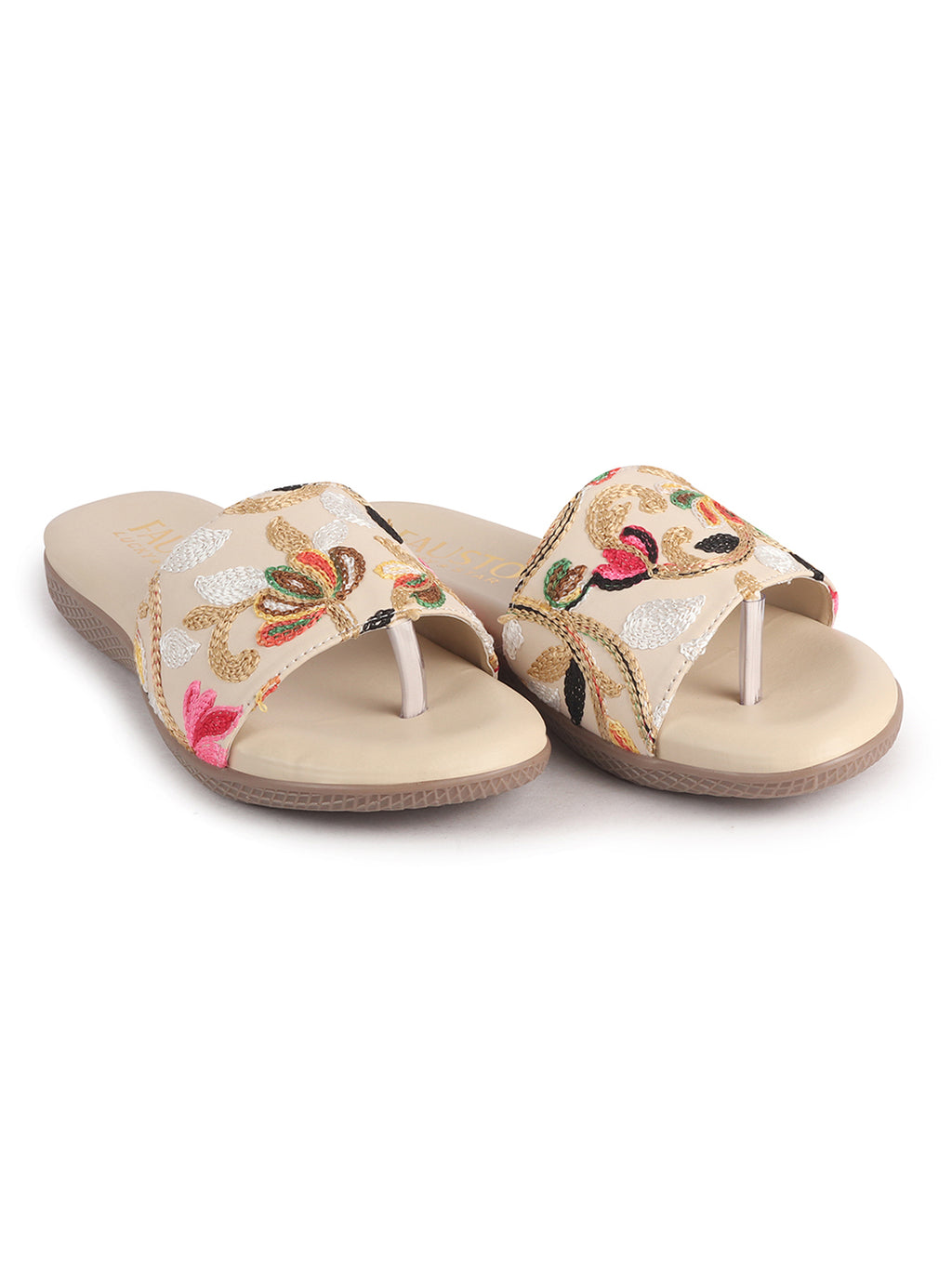 ethnic floral slip on chappals