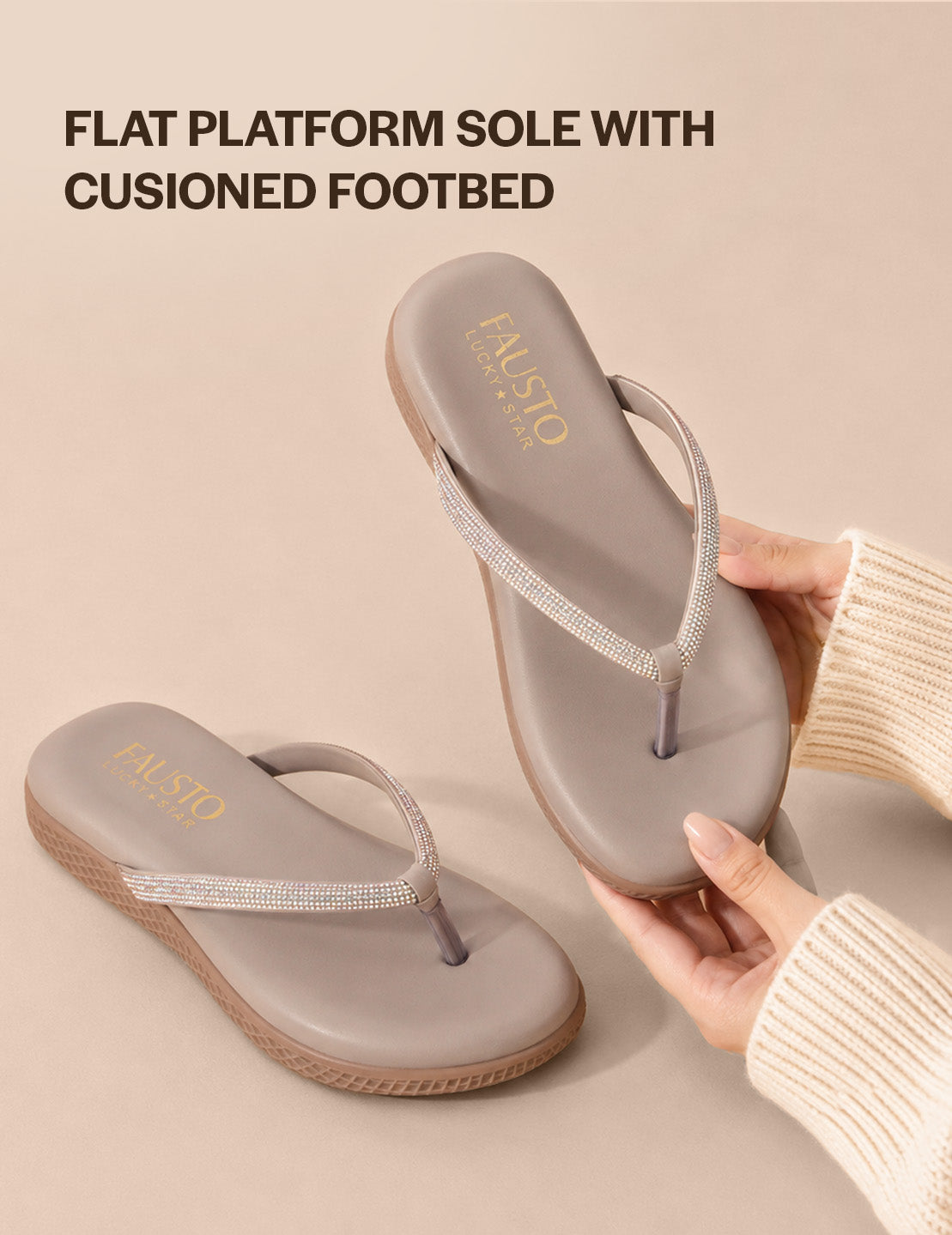 embellished flat slide slippers