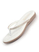 Women White Rhinestone Crystal Studded T-Strap Thong Sandals|Lightweight Platform Anti Skid Sole Flats|Comfort Cushioned Slippers for Casual Summer, Party & Festive Wear