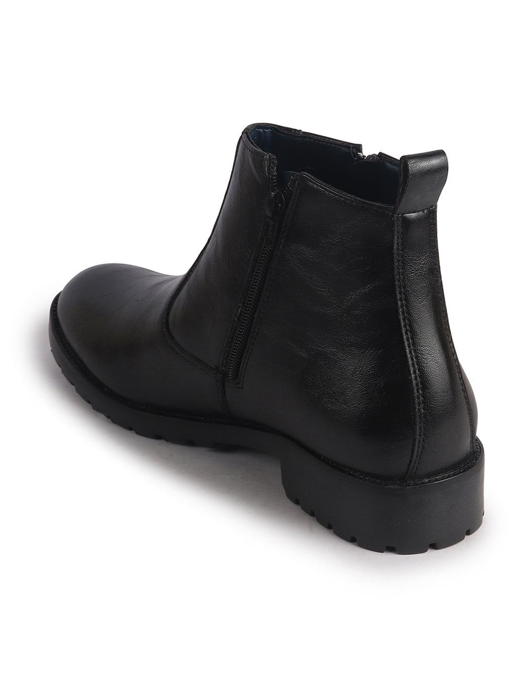 Men Black Classic Side Zipper Closure High Ankle Slip On Chelsea Boot with Soft Cushioned Insole|Anti Skid Durable TPR Sole|Shock Absorber Shoe for Winter, Office, Outdoor