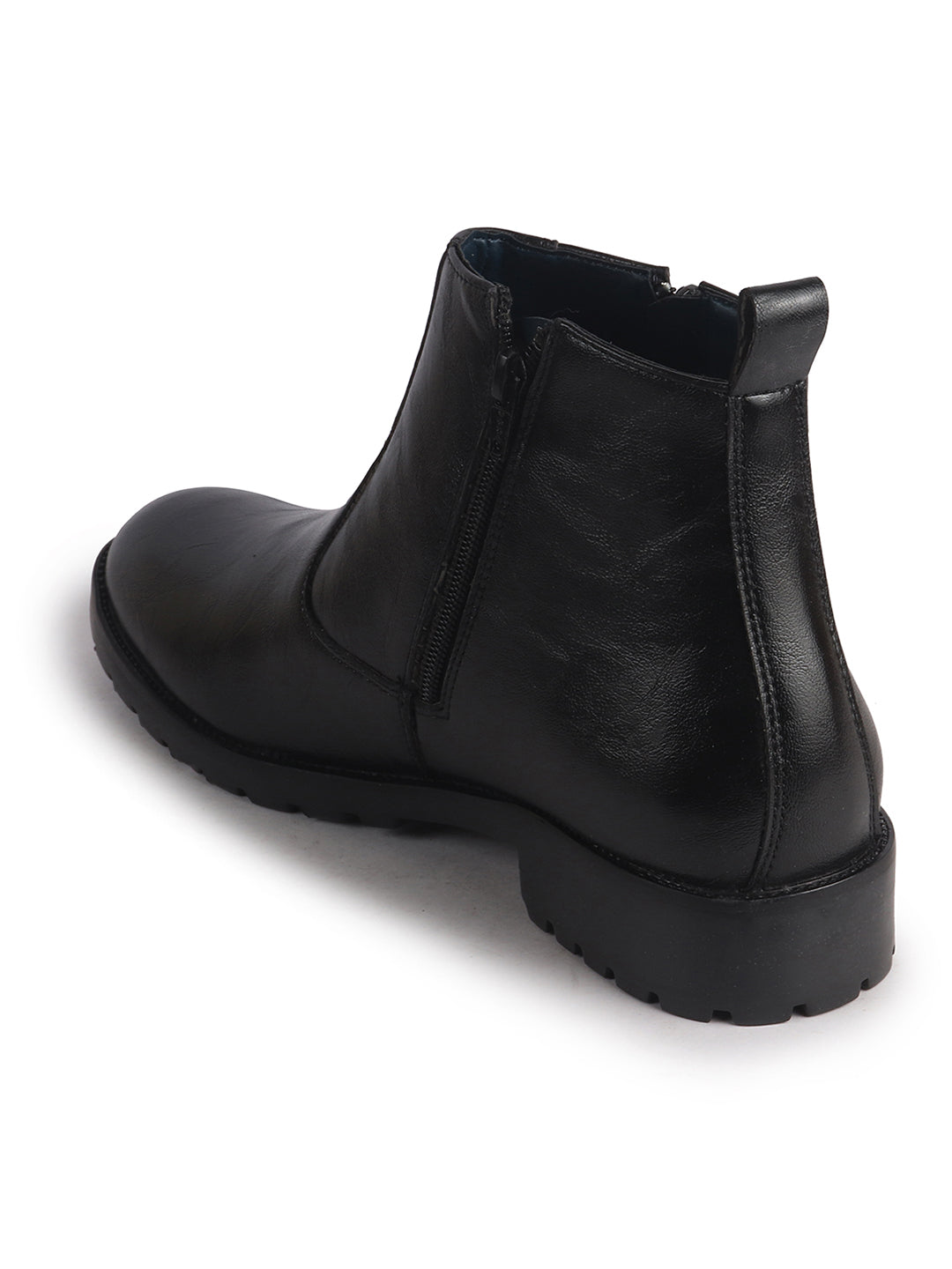 Men Black Classic Side Zipper Closure High Ankle Slip On Chelsea Boot with Soft Cushioned Insole|Anti Skid Durable TPR Sole|Shock Absorber Shoe for Winter, Office, Outdoor