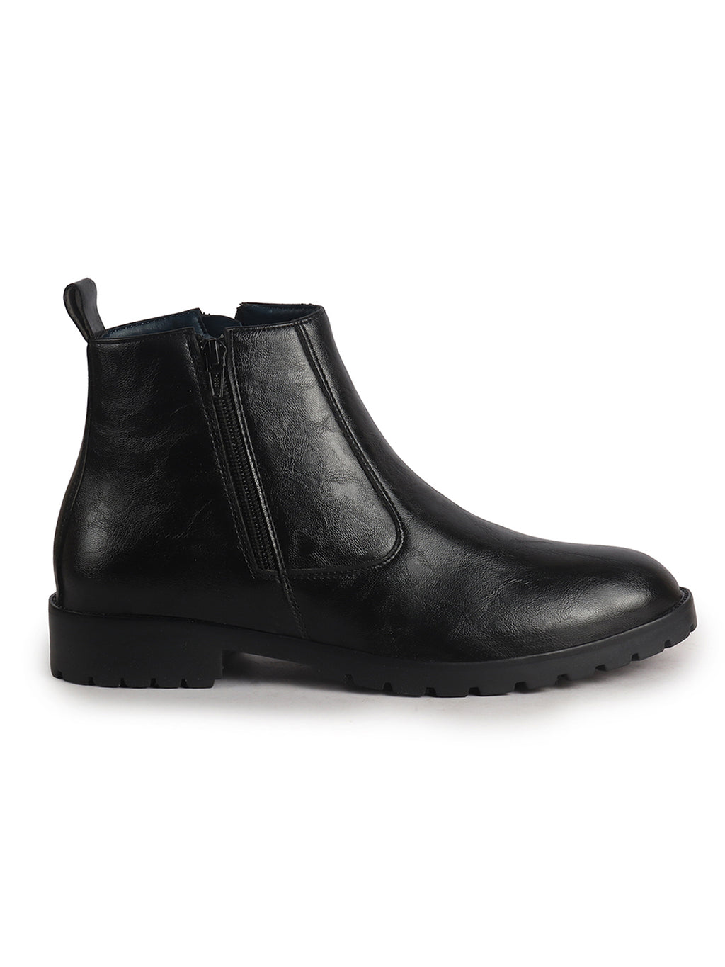 Men Black Classic Side Zipper Closure High Ankle Slip On Chelsea Boot with Soft Cushioned Insole|Anti Skid Durable TPR Sole|Shock Absorber Shoe for Winter, Office, Outdoor