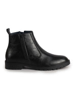 Men Black Classic Side Zipper Closure High Ankle Slip On Chelsea Boot with Soft Cushioned Insole|Anti Skid Durable TPR Sole|Shock Absorber Shoe for Winter, Office, Outdoor
