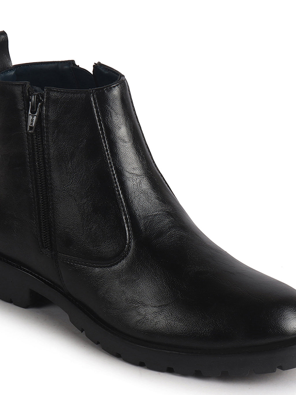 Men Black Classic Side Zipper Closure High Ankle Slip On Chelsea Boot with Soft Cushioned Insole|Anti Skid Durable TPR Sole|Shock Absorber Shoe for Winter, Office, Outdoor