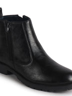 Men Black Classic Side Zipper Closure High Ankle Slip On Chelsea Boot with Soft Cushioned Insole|Anti Skid Durable TPR Sole|Shock Absorber Shoe for Winter, Office, Outdoor