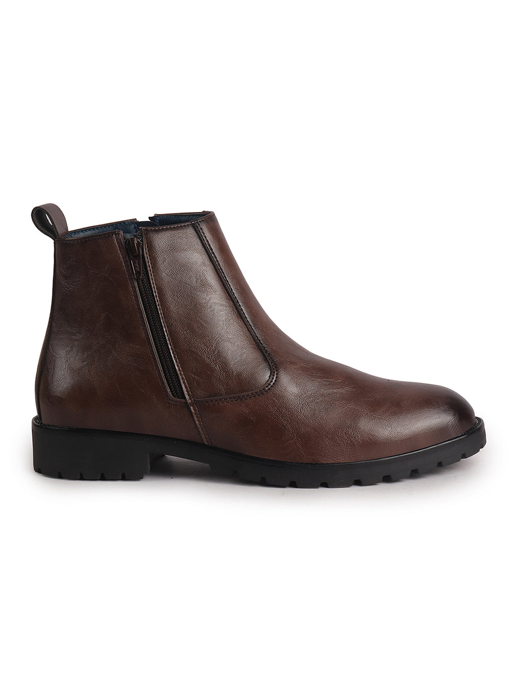Men Brown Classic Side Zipper Closure High Ankle Slip On Chelsea Boot with Soft Cushioned Insole|Anti Skid Durable TPR Sole|Shock Absorber Shoe for Winter, Office, Outdoor