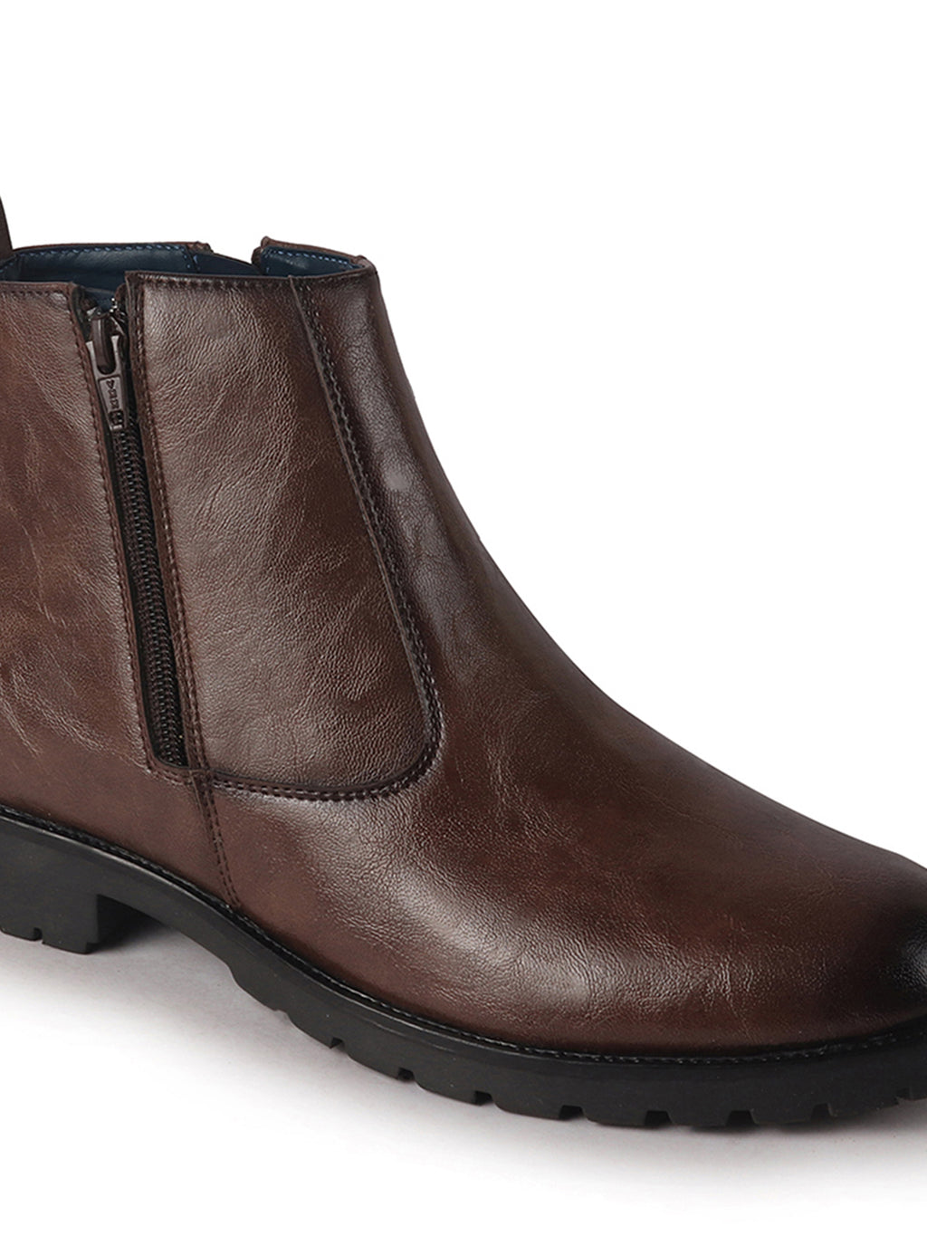 Men Brown Classic Side Zipper Closure High Ankle Slip On Chelsea Boot with Soft Cushioned Insole|Anti Skid Durable TPR Sole|Shock Absorber Shoe for Winter, Office, Outdoor