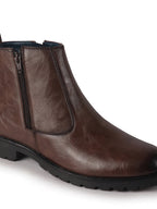 Men Brown Classic Side Zipper Closure High Ankle Slip On Chelsea Boot with Soft Cushioned Insole|Anti Skid Durable TPR Sole|Shock Absorber Shoe for Winter, Office, Outdoor
