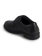 Men Black Genuine Leather Textured Low Heel Office Formal Lace Up Derby Shoes|Perfect for Wedding, Party, Office|Memory Cushioned Footbed|Anti Skid Sole