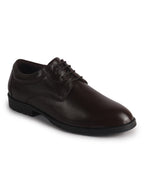 Men Brown Genuine Leather Textured Low Heel Office Formal Lace Up Derby Shoes|Perfect for Wedding, Party, Office|Memory Cushioned Footbed|Anti Skid Sole