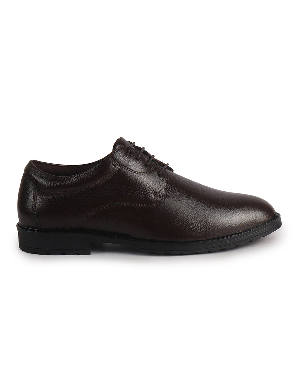 Men Brown Genuine Leather Textured Low Heel Office Formal Lace Up Derby Shoes|Perfect for Wedding, Party, Office|Memory Cushioned Footbed|Anti Skid Sole