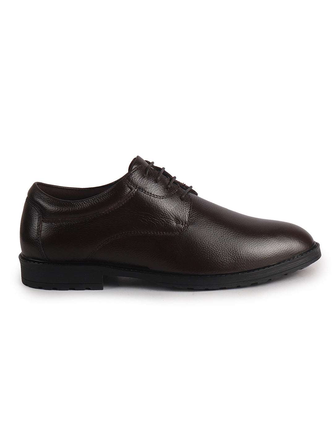 Men Brown Genuine Leather Textured Low Heel Office Formal Lace Up Derby Shoes|Perfect for Wedding, Party, Office|Memory Cushioned Footbed|Anti Skid Sole