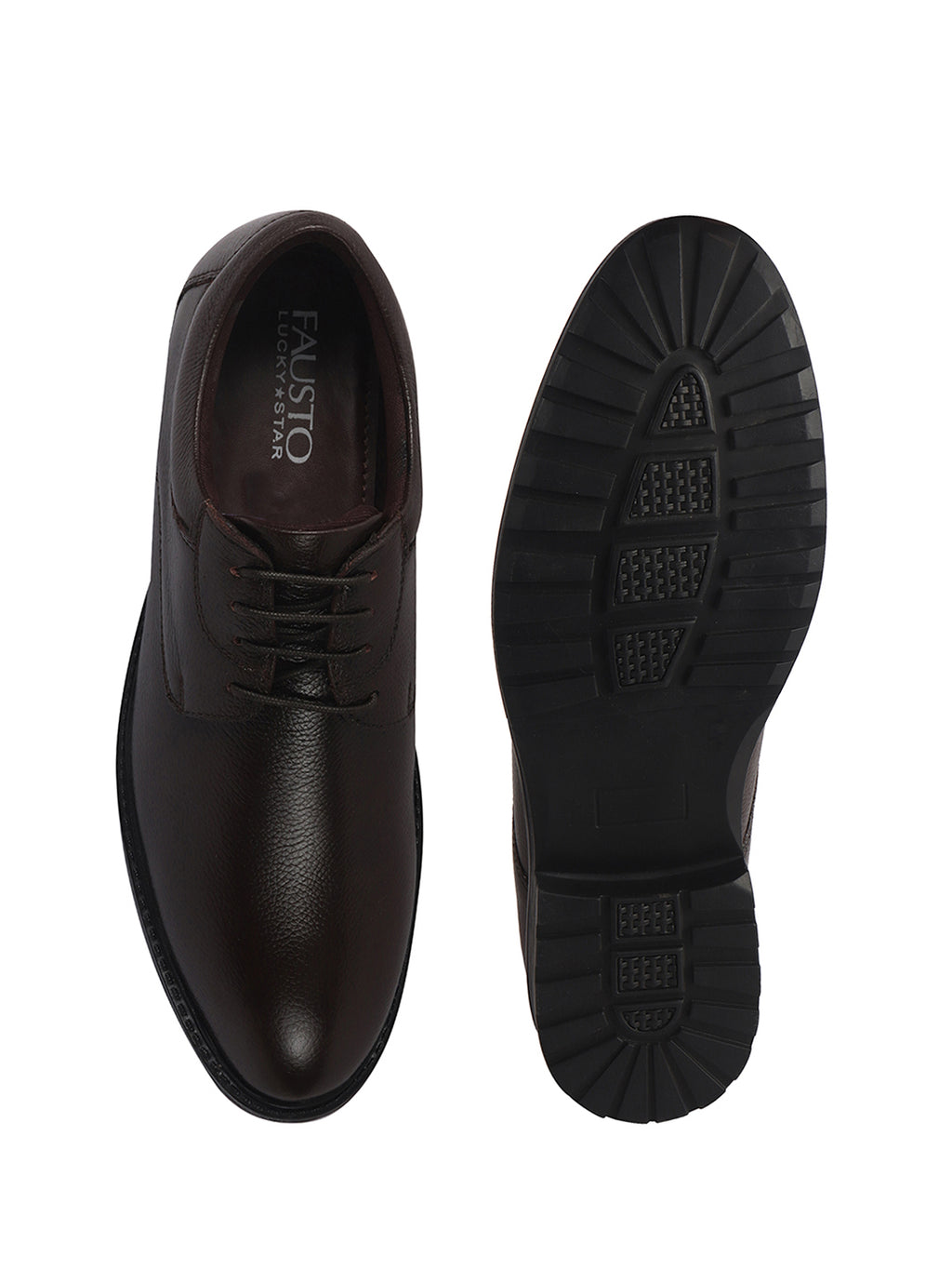 Men Brown Genuine Leather Textured Low Heel Office Formal Lace Up Derby Shoes|Perfect for Wedding, Party, Office|Memory Cushioned Footbed|Anti Skid Sole