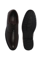 Men Brown Genuine Leather Textured Low Heel Office Formal Lace Up Derby Shoes|Perfect for Wedding, Party, Office|Memory Cushioned Footbed|Anti Skid Sole