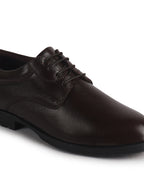 Men Brown Genuine Leather Textured Low Heel Office Formal Lace Up Derby Shoes|Perfect for Wedding, Party, Office|Memory Cushioned Footbed|Anti Skid Sole