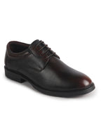 Men Cherry Genuine Leather Textured Low Heel Office Formal Lace Up Derby Shoes|Perfect for Wedding, Party, Office|Memory Cushioned Footbed|Anti Skid Sole