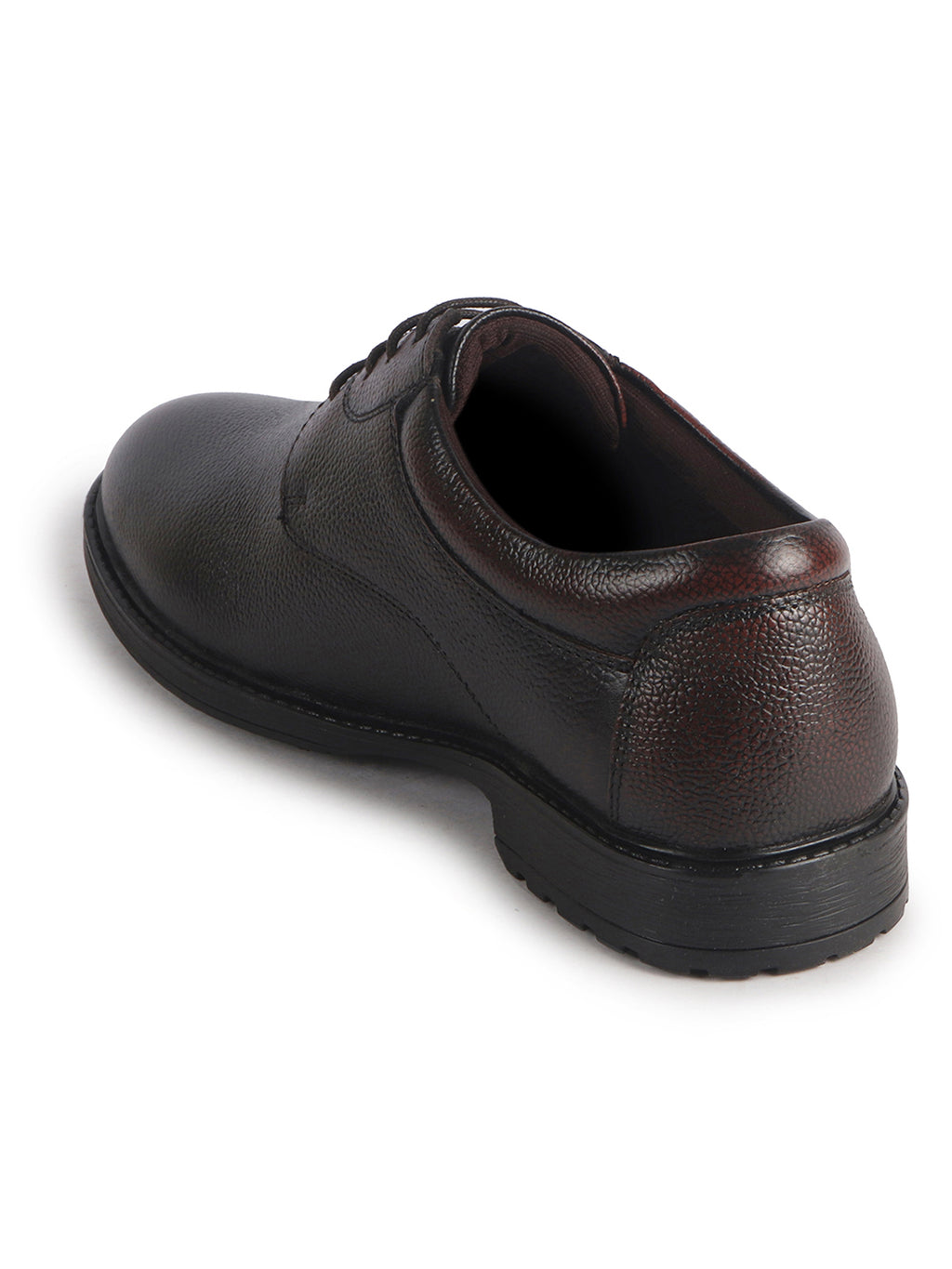 Men Cherry Genuine Leather Textured Low Heel Office Formal Lace Up Derby Shoes|Perfect for Wedding, Party, Office|Memory Cushioned Footbed|Anti Skid Sole