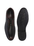 Men Cherry Genuine Leather Textured Low Heel Office Formal Lace Up Derby Shoes|Perfect for Wedding, Party, Office|Memory Cushioned Footbed|Anti Skid Sole