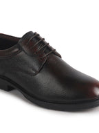 Men Cherry Genuine Leather Textured Low Heel Office Formal Lace Up Derby Shoes|Perfect for Wedding, Party, Office|Memory Cushioned Footbed|Anti Skid Sole
