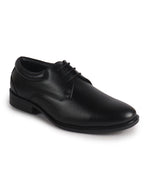 Men Black Genuine Leather Textured Low Heel Office Formal Lace Up Derby Shoes|Soft Cushioned Insole Comfort, Anti Skid Sole|Perfect for Wedding, Event, Party