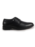 Men Black Genuine Leather Textured Low Heel Office Formal Lace Up Derby Shoes|Soft Cushioned Insole Comfort, Anti Skid Sole|Perfect for Wedding, Event, Party