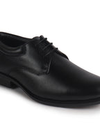 Men Black Genuine Leather Textured Low Heel Office Formal Lace Up Derby Shoes|Soft Cushioned Insole Comfort, Anti Skid Sole|Perfect for Wedding, Event, Party