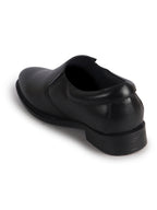 Men Black Genuine Leather Upper Side Elastic Formal Pull On Shoe For Office, Meetings|Anti Skid Sole, Memory Cushioned Insole|Wedding, Event Slip On Shoe
