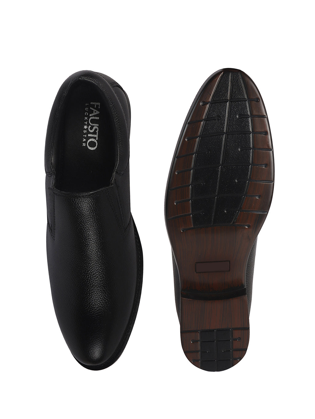 Men Black Genuine Leather Upper Side Elastic Formal Pull On Shoe For Office, Meetings|Anti Skid Sole, Memory Cushioned Insole|Wedding, Event Slip On Shoe