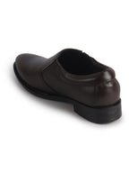 Men Brown Genuine Leather Upper Side Elastic Formal Pull On Shoe For Office, Meetings|Anti Skid Sole, Memory Cushioned Insole|Wedding, Event Slip On Shoe