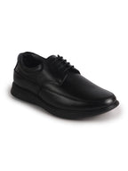 Men Black Genuine Leather Textured Office Formal Lace Up Derby Shoes|Soft Inner Lining, Memory Cushioned Insole|Flatform Anti Skid Sole Shoe for Wedding, Event, Party