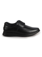 Men Black Genuine Leather Textured Office Formal Lace Up Derby Shoes|Soft Inner Lining, Memory Cushioned Insole|Flatform Anti Skid Sole Shoe for Wedding, Event, Party