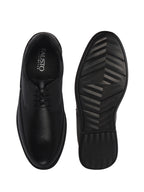 Men Black Genuine Leather Textured Office Formal Lace Up Derby Shoes|Soft Inner Lining, Memory Cushioned Insole|Flatform Anti Skid Sole Shoe for Wedding, Event, Party
