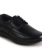 Men Black Genuine Leather Textured Office Formal Lace Up Derby Shoes|Soft Inner Lining, Memory Cushioned Insole|Flatform Anti Skid Sole Shoe for Wedding, Event, Party