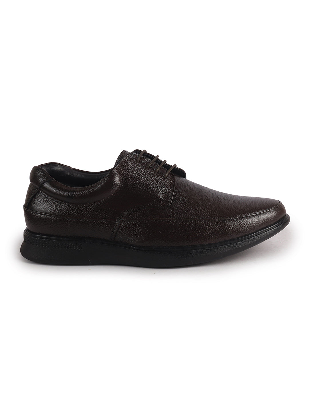 Men Brown Genuine Leather Textured Office Formal Lace Up Derby Shoes|Soft Inner Lining, Memory Cushioned Insole|Flatform Anti Skid Sole Shoe for Wedding, Event, Party