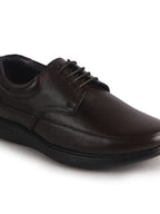 Men Brown Genuine Leather Textured Office Formal Lace Up Derby Shoes|Soft Inner Lining, Memory Cushioned Insole|Flatform Anti Skid Sole Shoe for Wedding, Event, Party