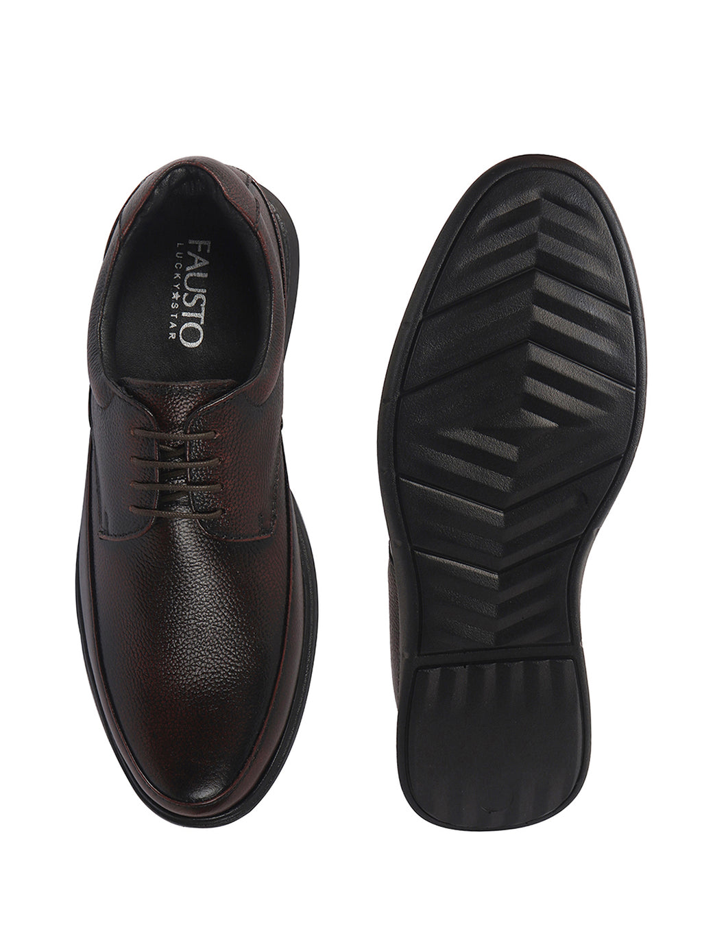 Men Cherry Genuine Leather Textured Office Formal Lace Up Derby Shoes|Soft Inner Lining, Memory Cushioned Insole|Flatform Anti Skid Sole Shoe for Wedding, Event, Party