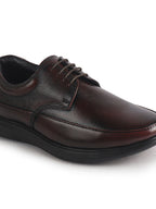Men Cherry Genuine Leather Textured Office Formal Lace Up Derby Shoes|Soft Inner Lining, Memory Cushioned Insole|Flatform Anti Skid Sole Shoe for Wedding, Event, Party