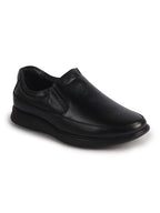 Men Black Genuine Leather Textured Office Formal Slip On Shoes|Soft Inner Lining, Memory Cushioned Insole|Flatform Sole Slip On Shoe for Wedding, Party Dress, Evening