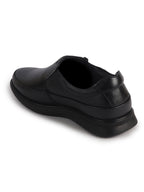 Men Black Genuine Leather Textured Office Formal Slip On Shoes|Soft Inner Lining, Memory Cushioned Insole|Flatform Sole Slip On Shoe for Wedding, Party Dress, Evening