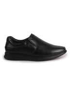Men Black Genuine Leather Textured Office Formal Slip On Shoes|Soft Inner Lining, Memory Cushioned Insole|Flatform Sole Slip On Shoe for Wedding, Party Dress, Evening