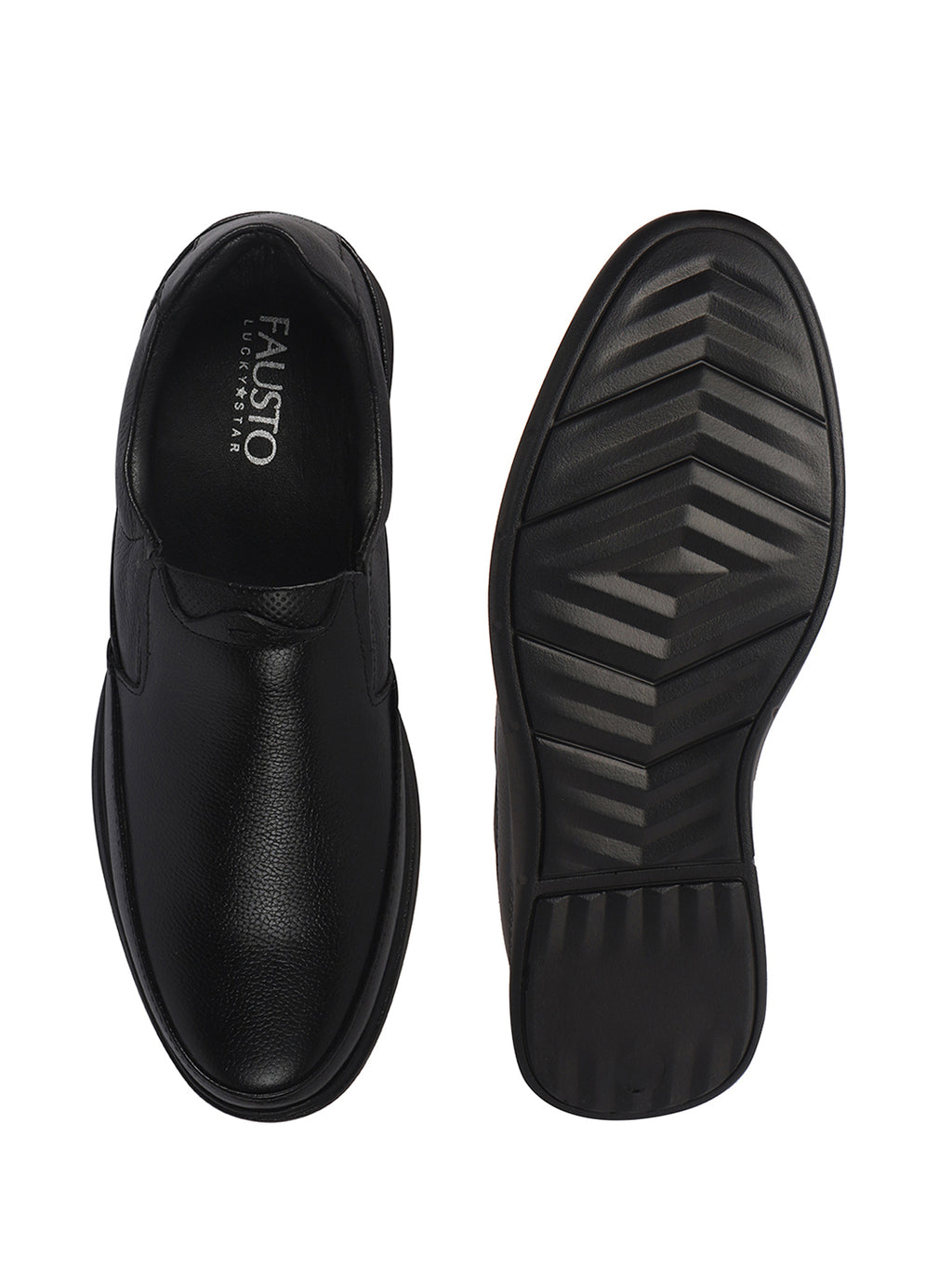 Men Black Genuine Leather Textured Office Formal Slip On Shoes|Soft Inner Lining, Memory Cushioned Insole|Flatform Sole Slip On Shoe for Wedding, Party Dress, Evening