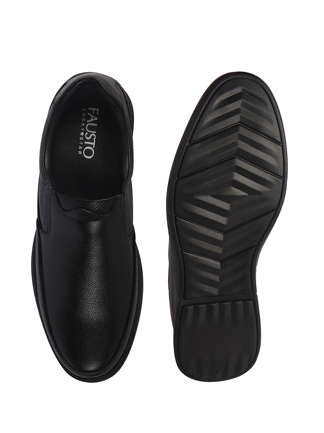 Men Black Genuine Leather Textured Office Formal Slip On Shoes|Soft Inner Lining, Memory Cushioned Insole|Flatform Sole Slip On Shoe for Wedding, Party Dress, Evening