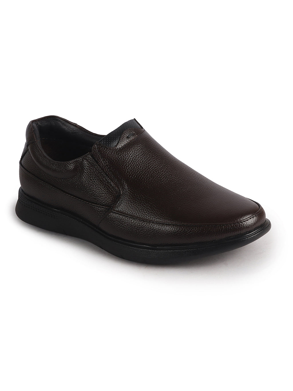 Men Brown Genuine Leather Textured Office Formal Slip On Shoes|Soft Inner Lining, Memory Cushioned Insole|Flatform Sole Slip On Shoe for Wedding, Party Dress, Evening
