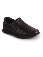 Men Brown Genuine Leather Textured Office Formal Slip On Shoes|Soft Inner Lining, Memory Cushioned Insole|Flatform Sole Slip On Shoe for Wedding, Party Dress, Evening