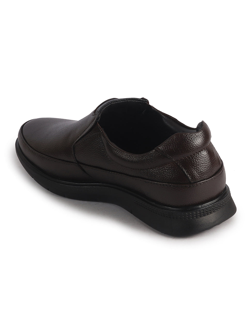 Men Brown Genuine Leather Textured Office Formal Slip On Shoes|Soft Inner Lining, Memory Cushioned Insole|Flatform Sole Slip On Shoe for Wedding, Party Dress, Evening