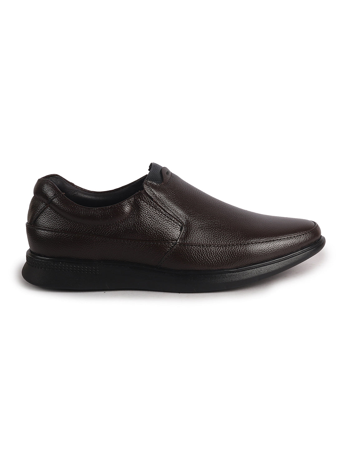 Men Brown Genuine Leather Textured Office Formal Slip On Shoes|Soft Inner Lining, Memory Cushioned Insole|Flatform Sole Slip On Shoe for Wedding, Party Dress, Evening