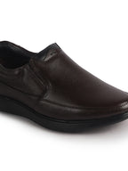 Men Brown Genuine Leather Textured Office Formal Slip On Shoes|Soft Inner Lining, Memory Cushioned Insole|Flatform Sole Slip On Shoe for Wedding, Party Dress, Evening