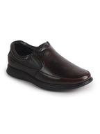 Men Cherry Genuine Leather Textured Office Formal Slip On Shoes|Soft Inner Lining, Memory Cushioned Insole|Flatform Sole Slip On Shoe for Wedding, Party Dress, Evening