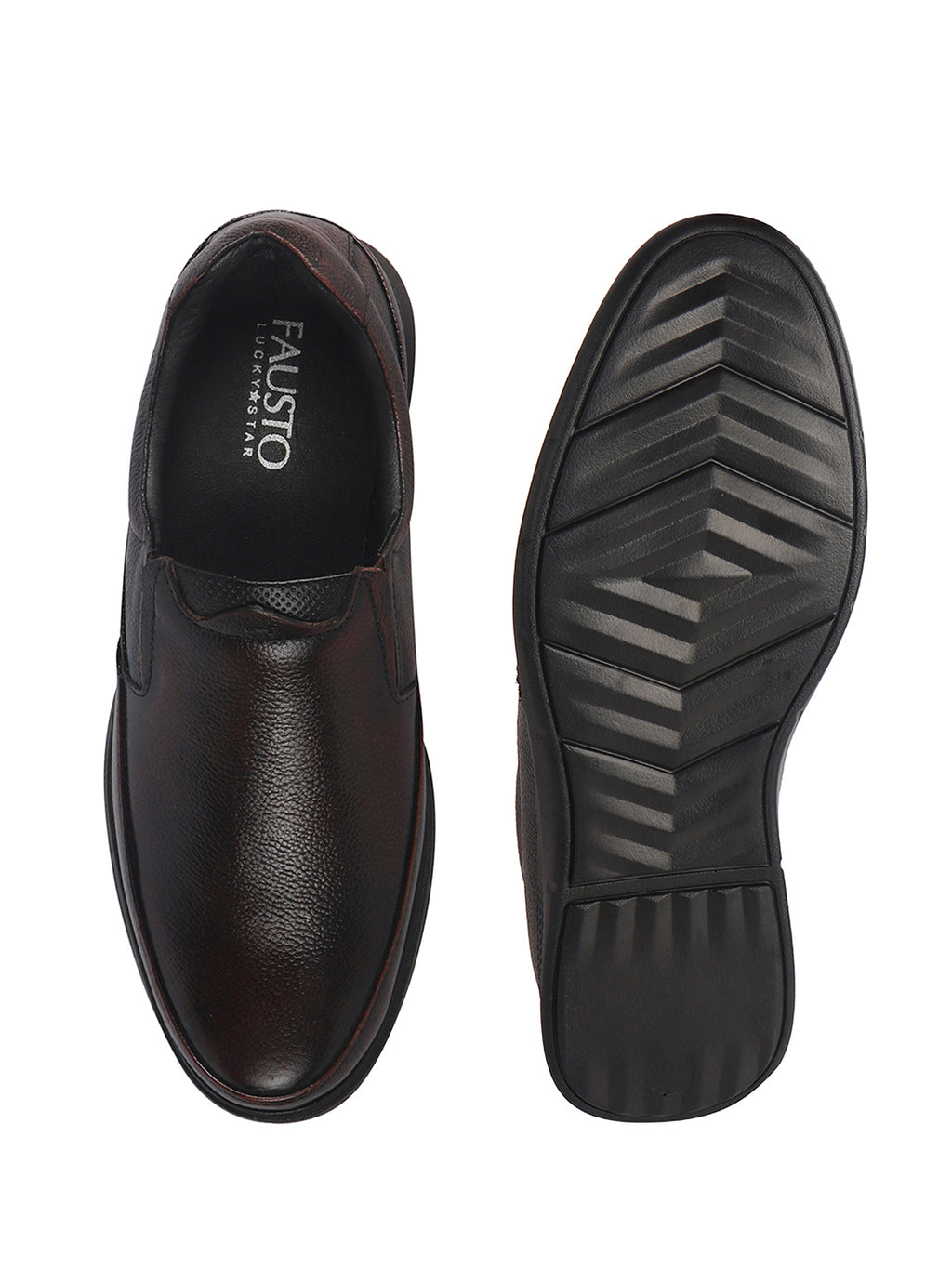 Men Cherry Genuine Leather Textured Office Formal Slip On Shoes|Soft Inner Lining, Memory Cushioned Insole|Flatform Sole Slip On Shoe for Wedding, Party Dress, Evening