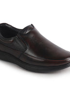 Men Cherry Genuine Leather Textured Office Formal Slip On Shoes|Soft Inner Lining, Memory Cushioned Insole|Flatform Sole Slip On Shoe for Wedding, Party Dress, Evening